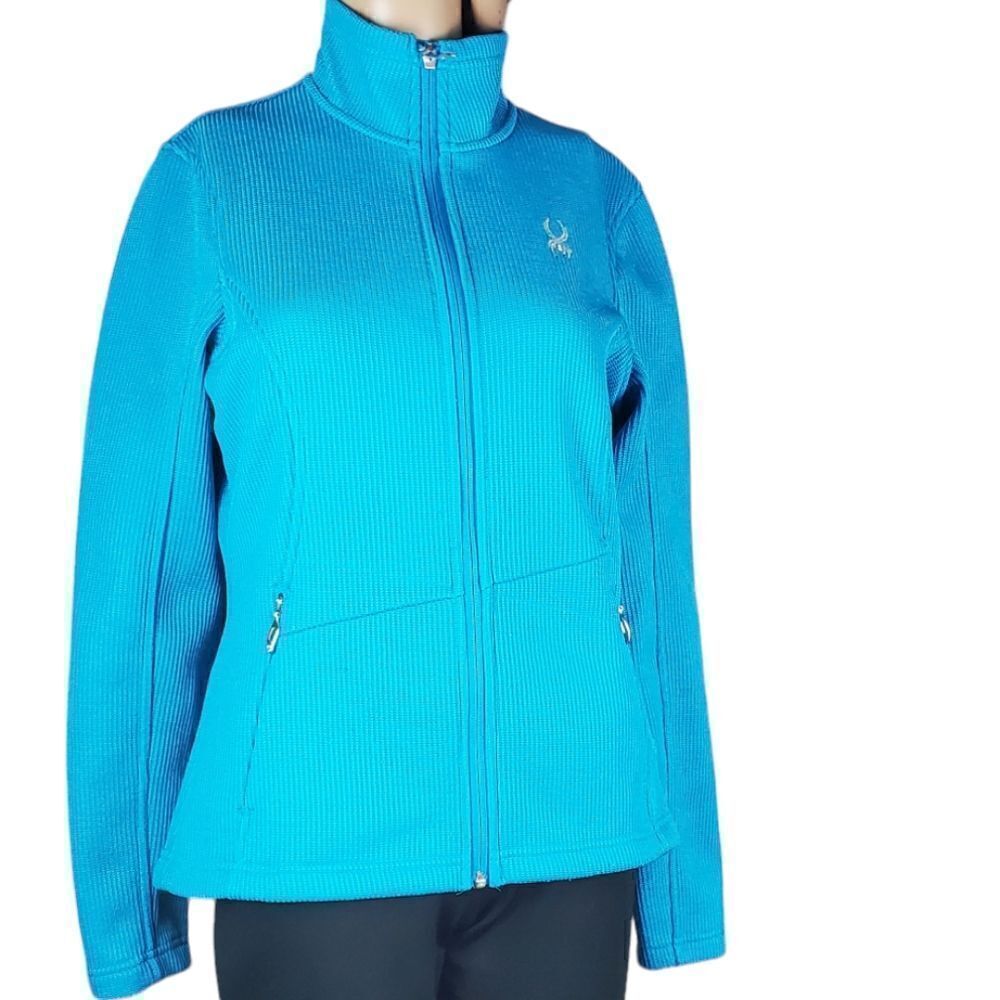 Spyder Teal Blue Ribbed Full Zip Jacket